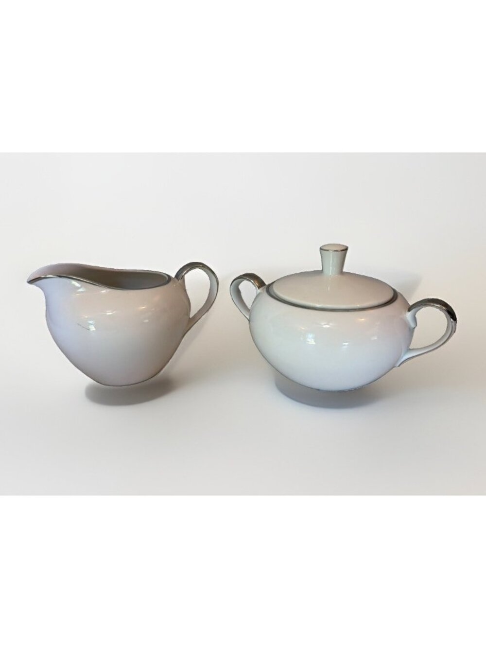 Style House Fine China Moon Glow Creamer And Sugar Bowl Platinum